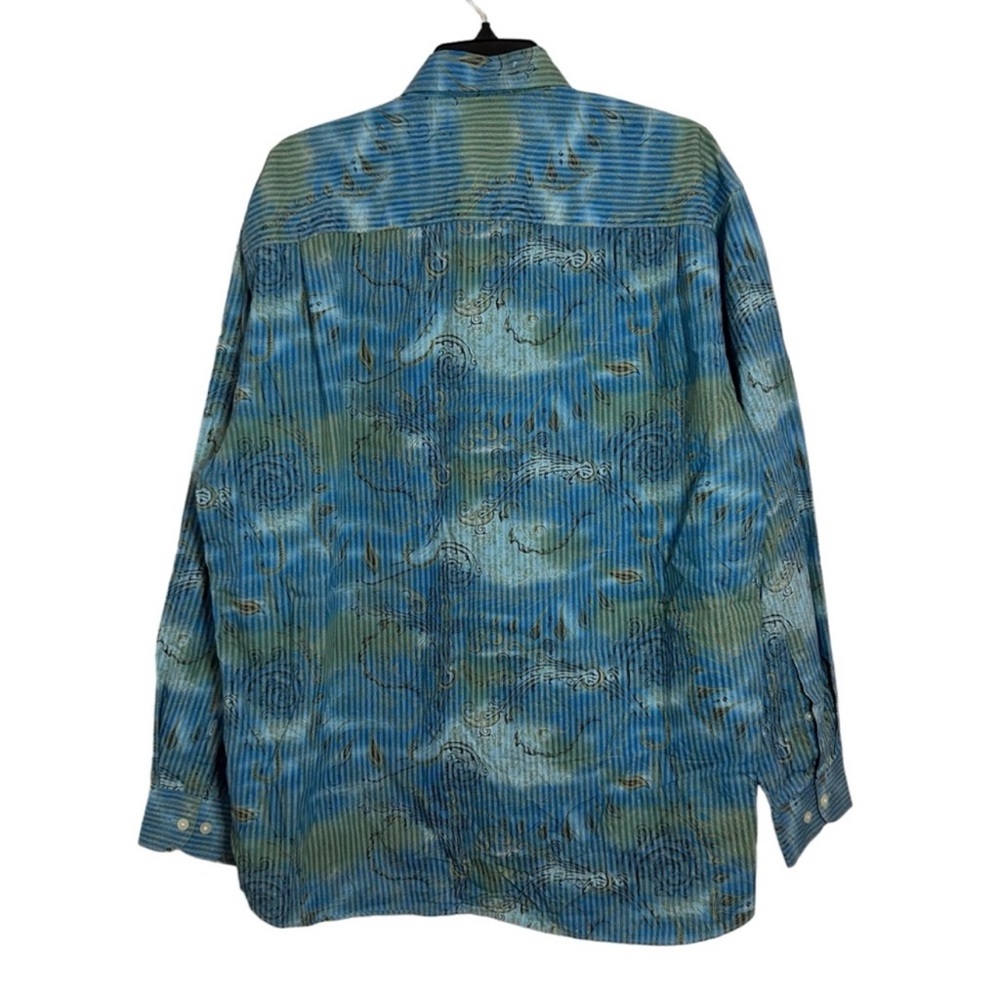 ‼️SOLD‼️ ALAN FLUSSER Blue Paisley Print Long Sleeve Button Down Shirt - Picture 5 of 11